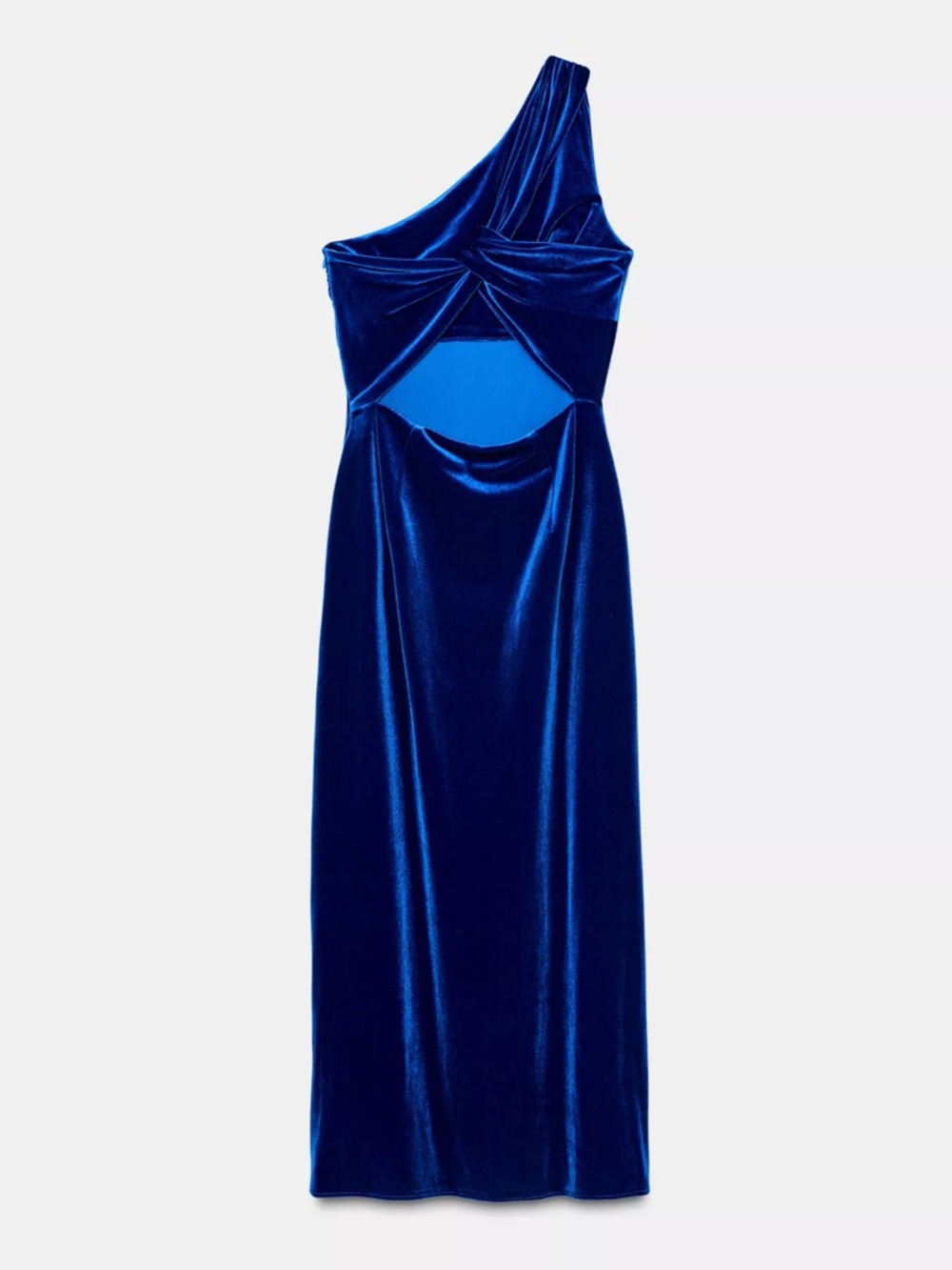 Zara One-Shoulder Blue Velvet dress